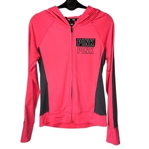 Victoria's Secret PINK Hot Pink and Charcoal Zip Hoodie